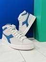 Hoge sneaker game wit/blauw