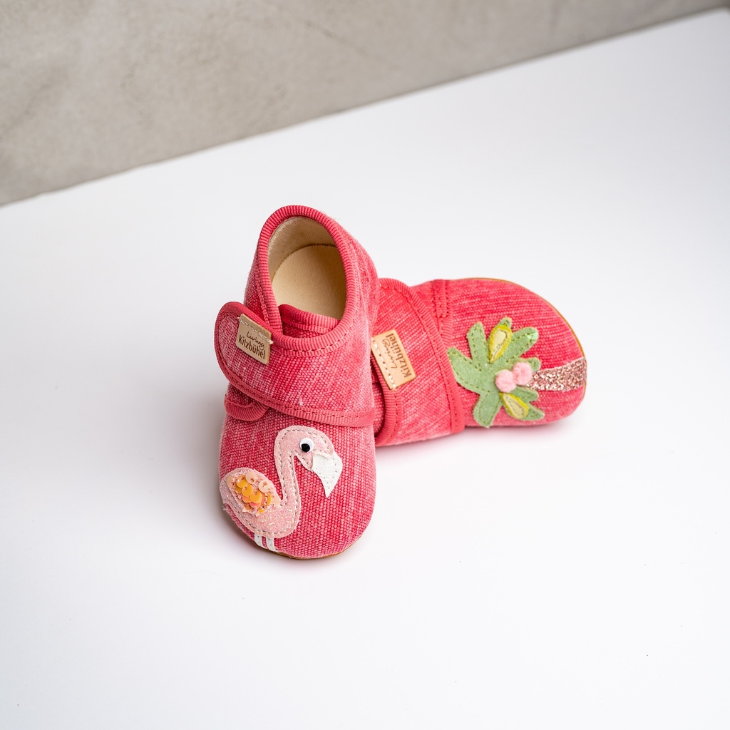 Pantoffel katoen fushia flamingo