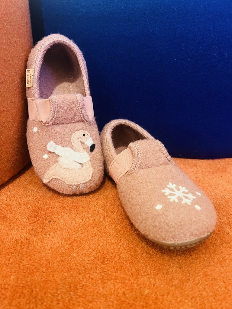 Pantoffel wol roze flamingo