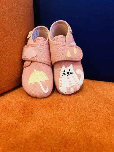Pantoffel katoen roze poes